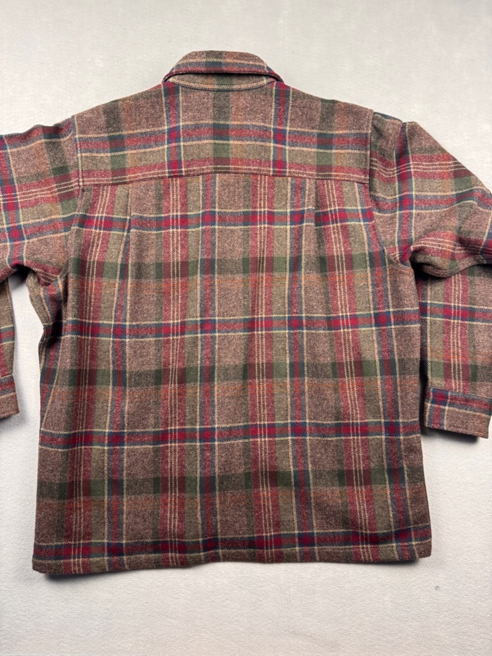 Pendleton Button Shirt Men's XL Red Plaid Wool Flannel Elbow Patches Heavyweight - Picture 2 of 9